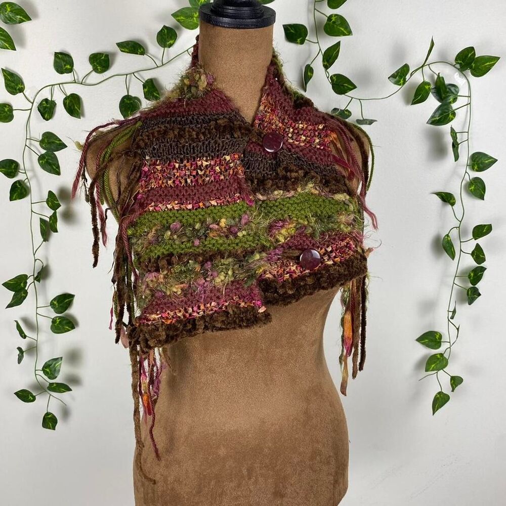 Eclectic fairy cottage button scarf neck warmer patchwork crochet knitwear